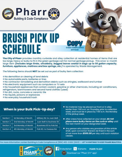 Brush Pickup Schedule