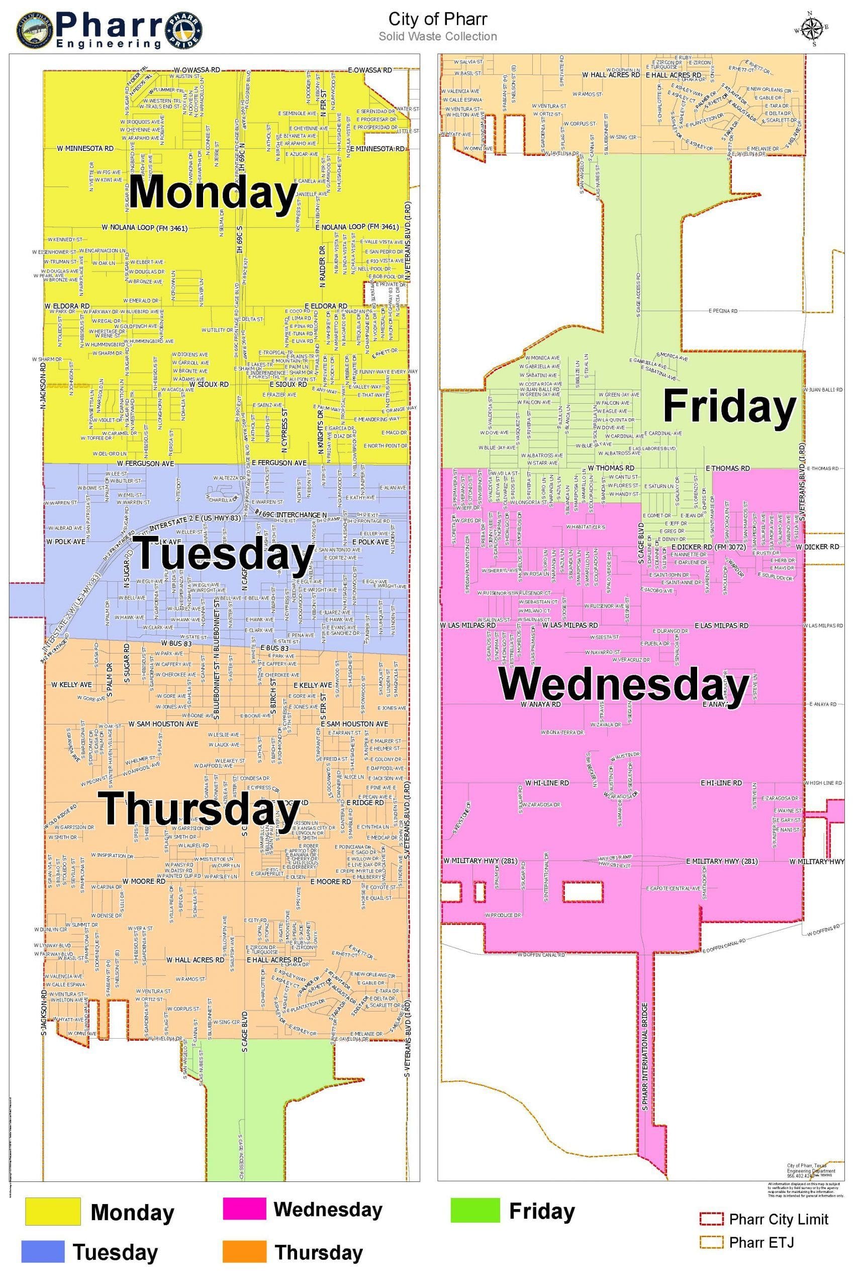 Garbage Collection Schedule<br />
Notice to Residents of the City of Pharr